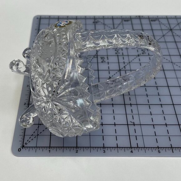 Echt Bleikristall Hand Cut Clear Lead Crystal Footed Basket Bird Collection MCM - Picture 8 of 10